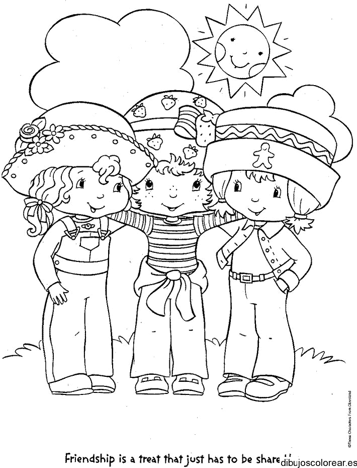 Dibujo de Fresita y dos amigas