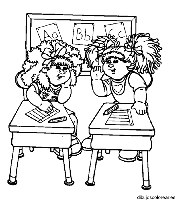 Dibujo de dos niñas en la escuela