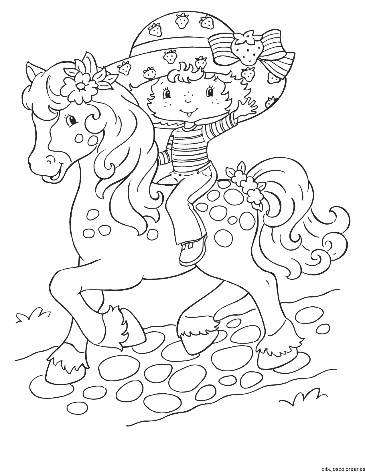 Dibujo de Fresita en caballo