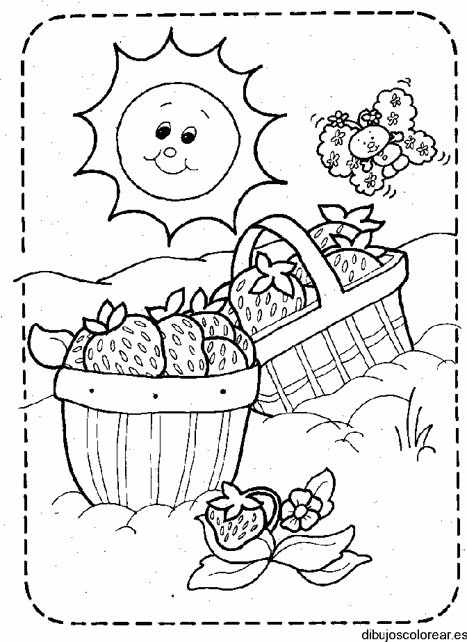 Dibujo de dos cestas con fresas