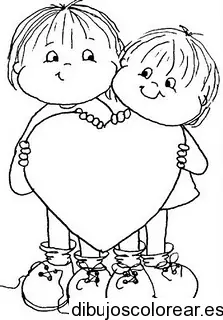 Dibujo de dos niños con un gran corazón