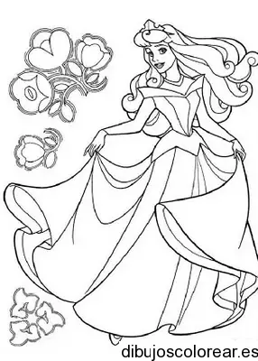 Dibujo de Aurora con flores