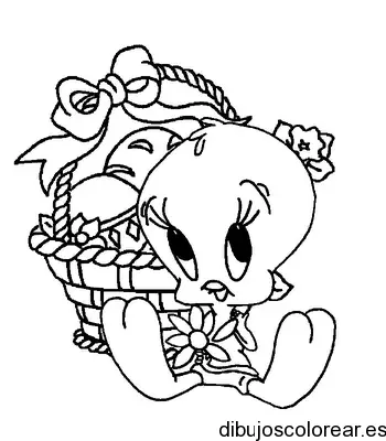 Dibujo de Piolín en una cesta