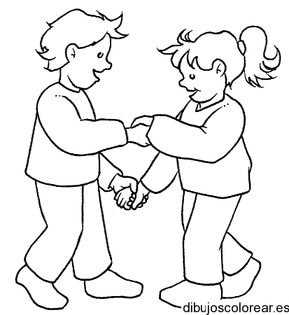 Dibujo de dos niños bailando
