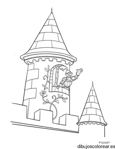 Dibujo de un caballero en el castillo