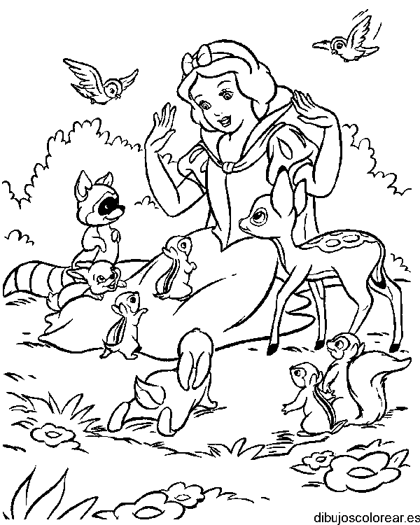 Dibujo de Blancanieves en el bosque