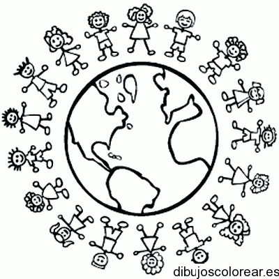 Dibujo de un mundo y niños