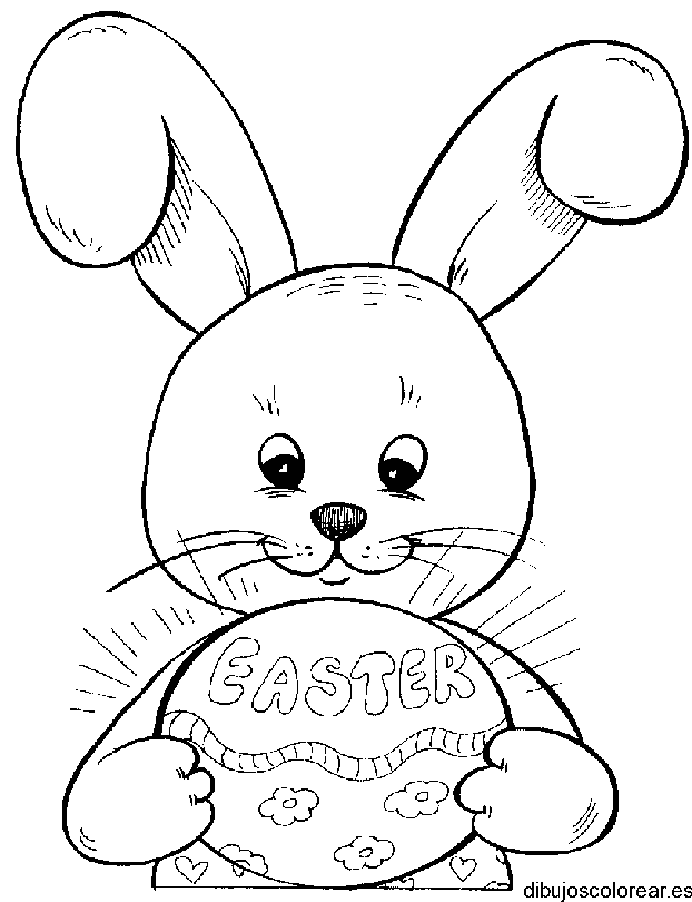 Dibujo de un conejo de pascua con un huevo