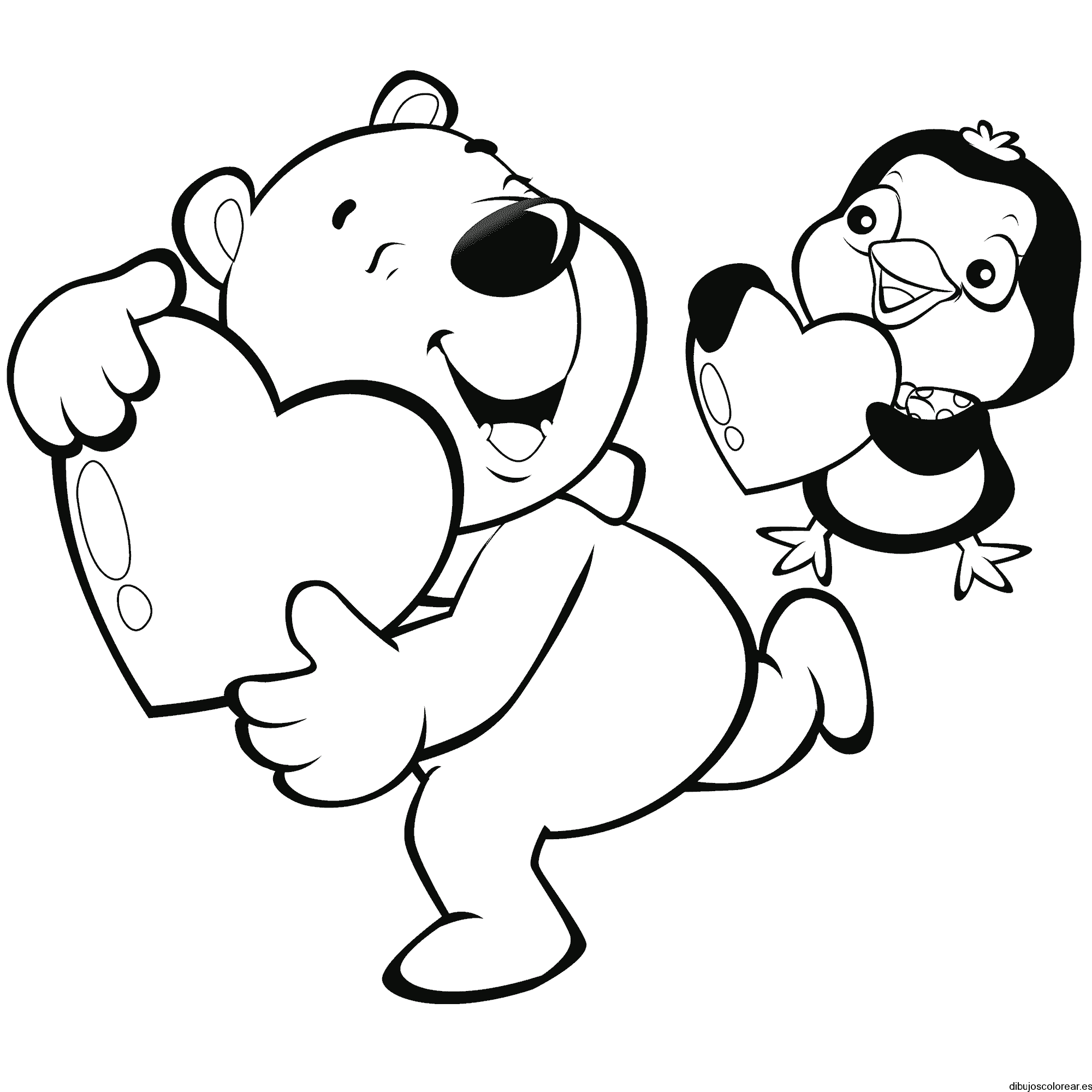 Dibujo de Winnie Poh y un pinguino