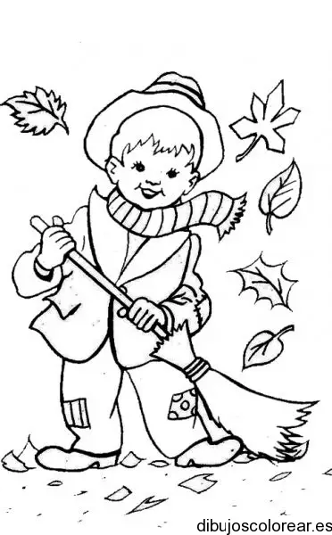 Dibujo de un niño con una escoba