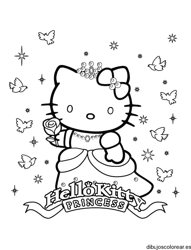 Dibujo de Hello Kitty vestida de princesa