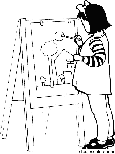 Dibujo de una niña que pinta
