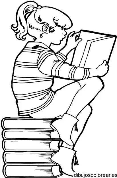 Dibujo de una niña que lee