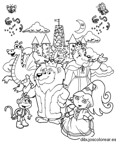 Dibujo de Dora la exploradora como príncesa
