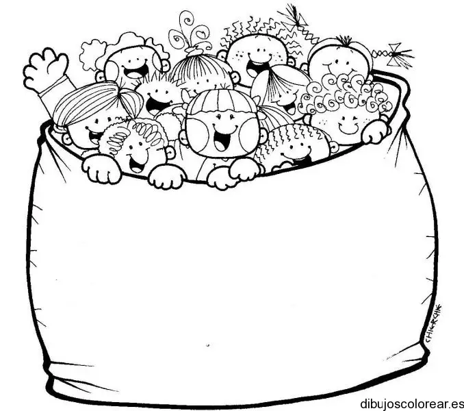 Dibujo de niños en un bolso