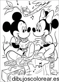 Dibujo de Minnie y Mickey de picnic