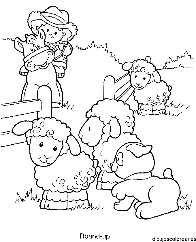 Dibujo de un niño con las ovejas