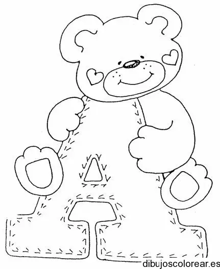 Dibujo de un osito con la letra A