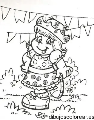 Dibujo de una niña de fiesta