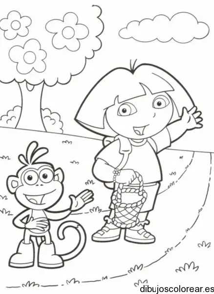 Dibujo de Dora la exploradora con una cesta