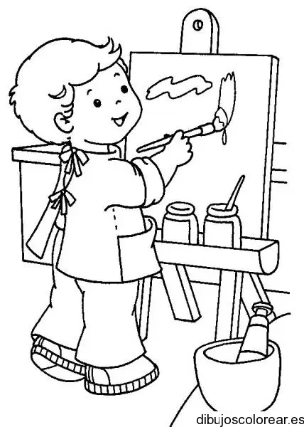 Dibujo de un niño con un caballete