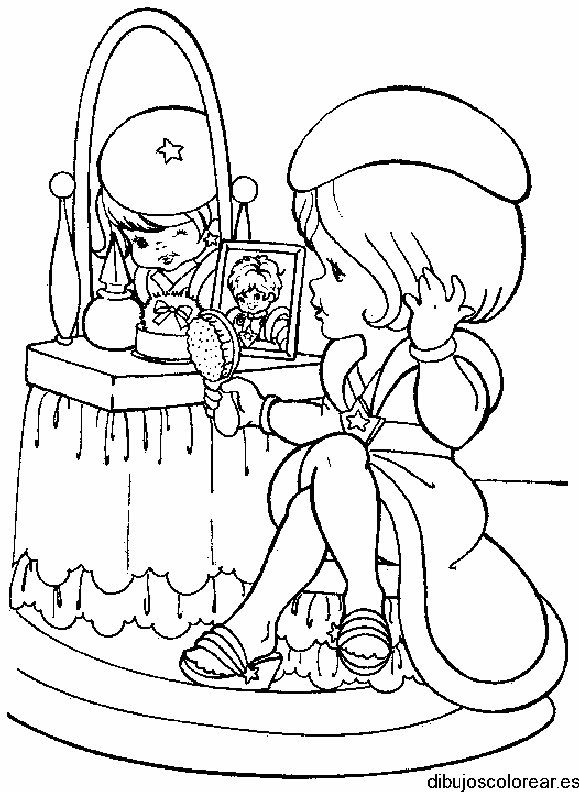 Dibujo de una niña en el espejo