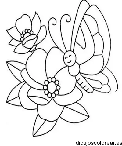Dibujo de flores y mariposas