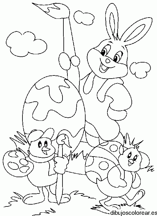 Dibujo del conejo de Pascua con un pincel