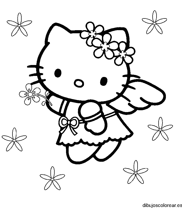Dibujo de Hello Kitty con alas de ángel