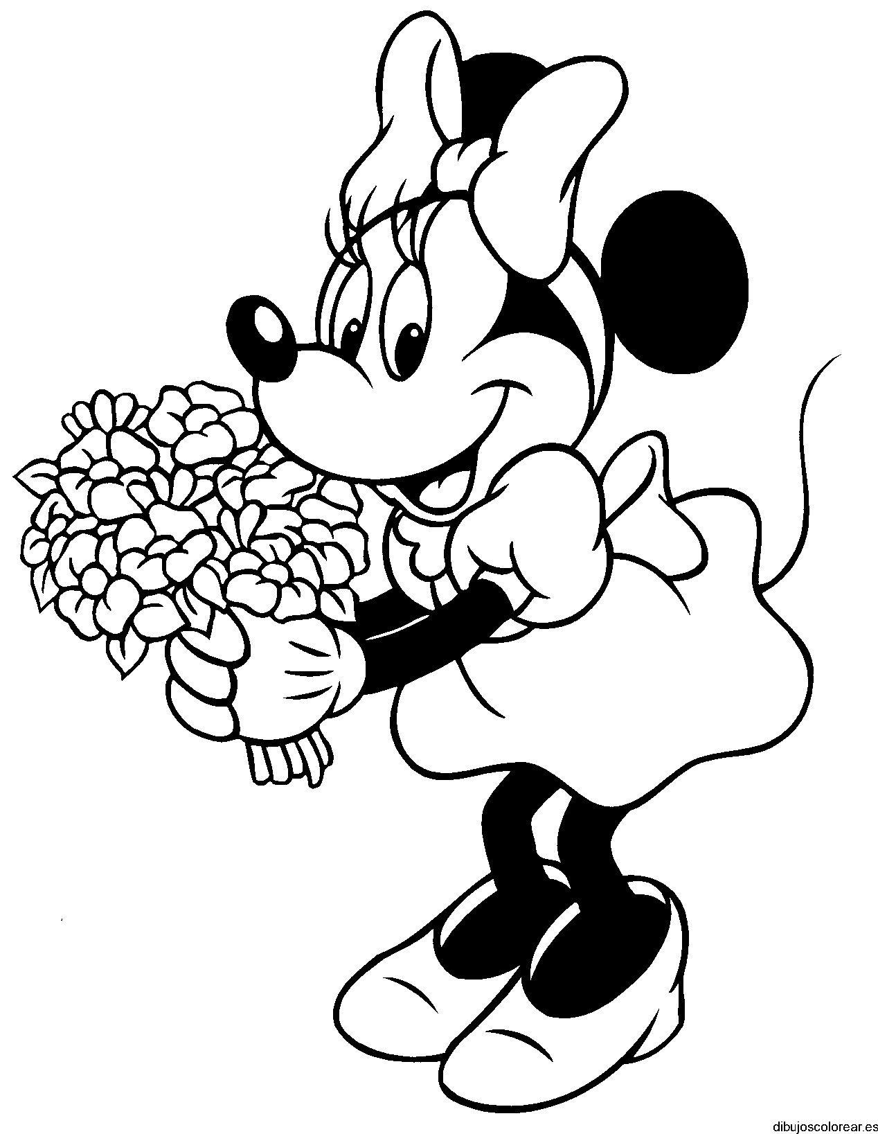 Dibujo de Minnie con flores