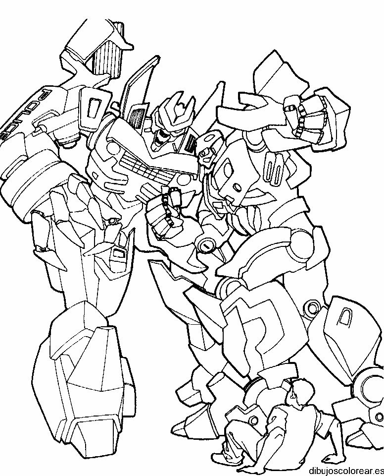 Dibujo de pelea con un robot