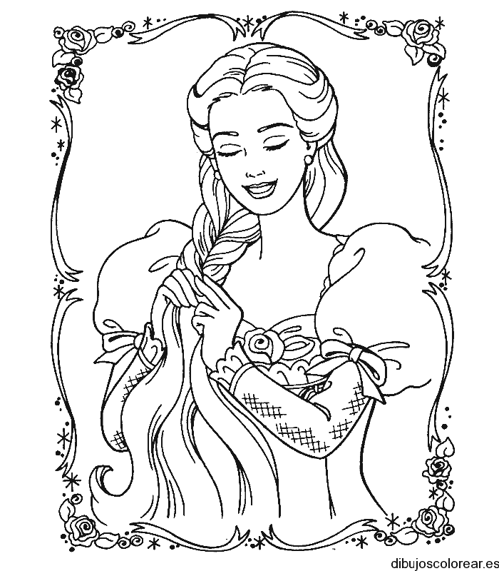 Dibujo de una princesa peinándose 