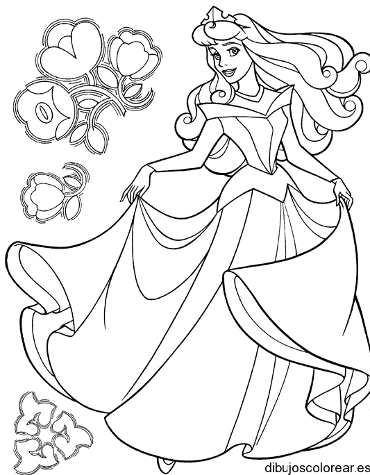 Dibuja de una princesa con flores