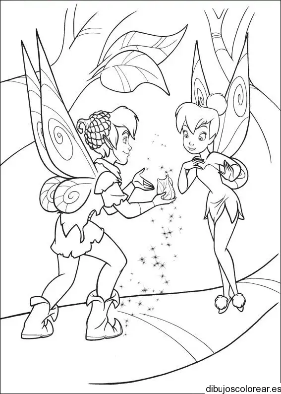 Dibujo de Peter Pan y polvos mágicos
