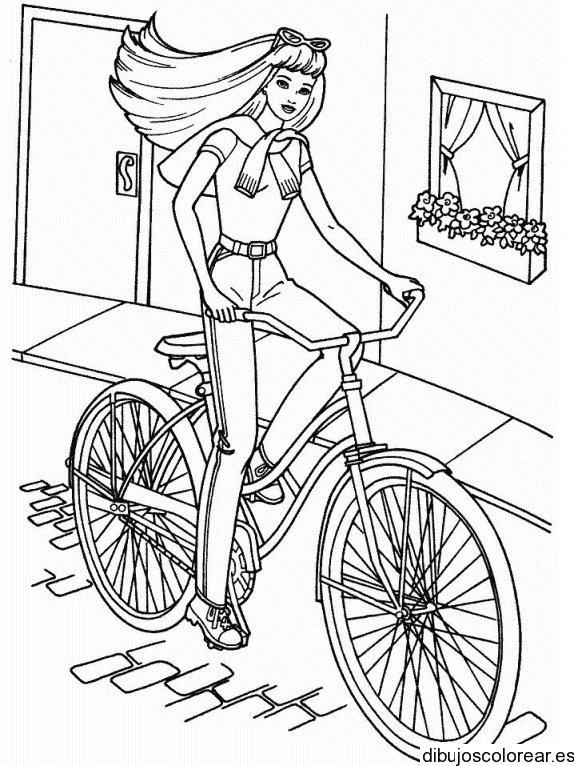 Dibujo de Barbie en bicicleta