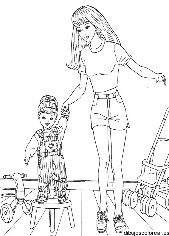 Dibujo de una niña con su madre