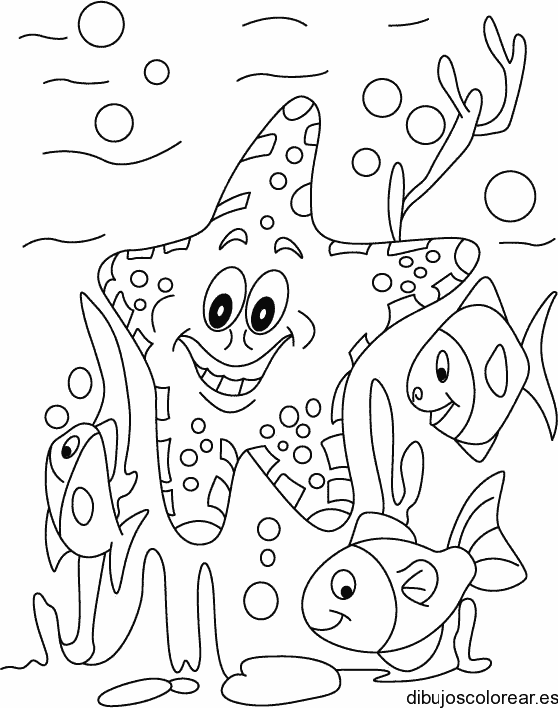 Dibujo de una estrella de mar sonriendo