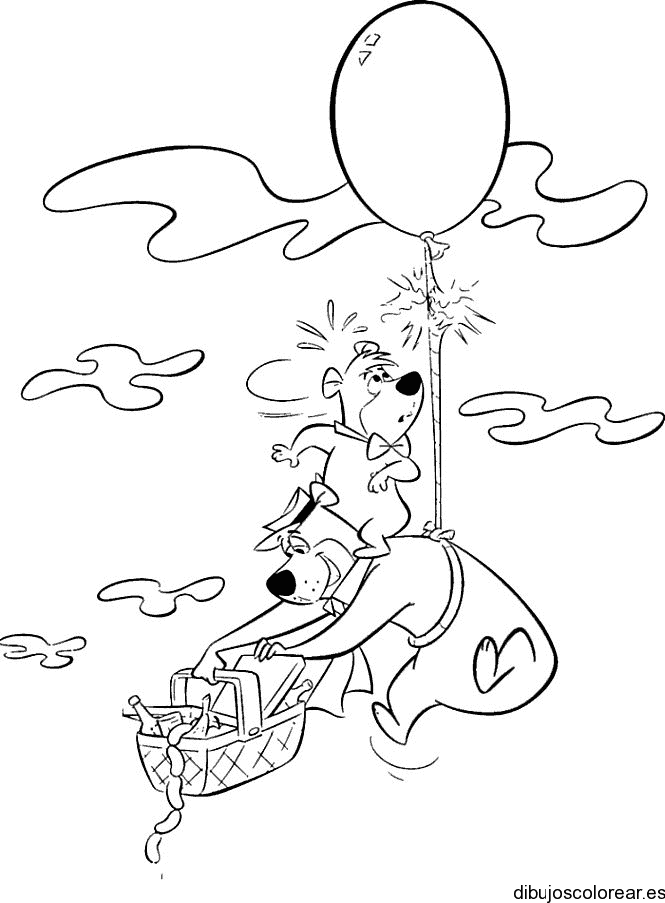 Dibujo del oso Yogui en un globo