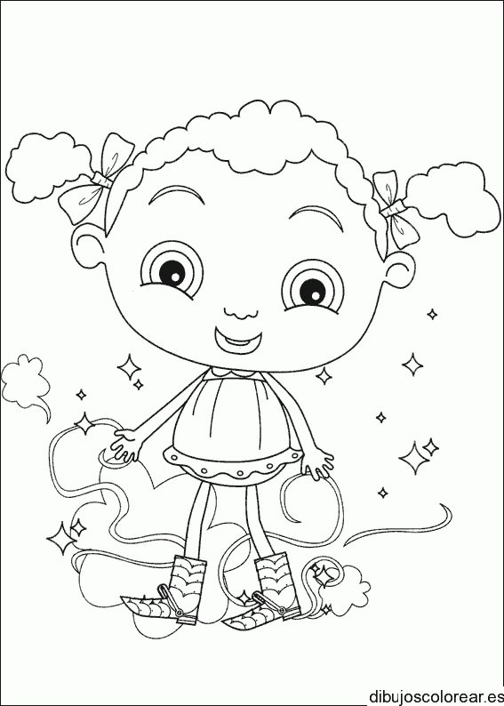 Dibujo de una niña con un lazo