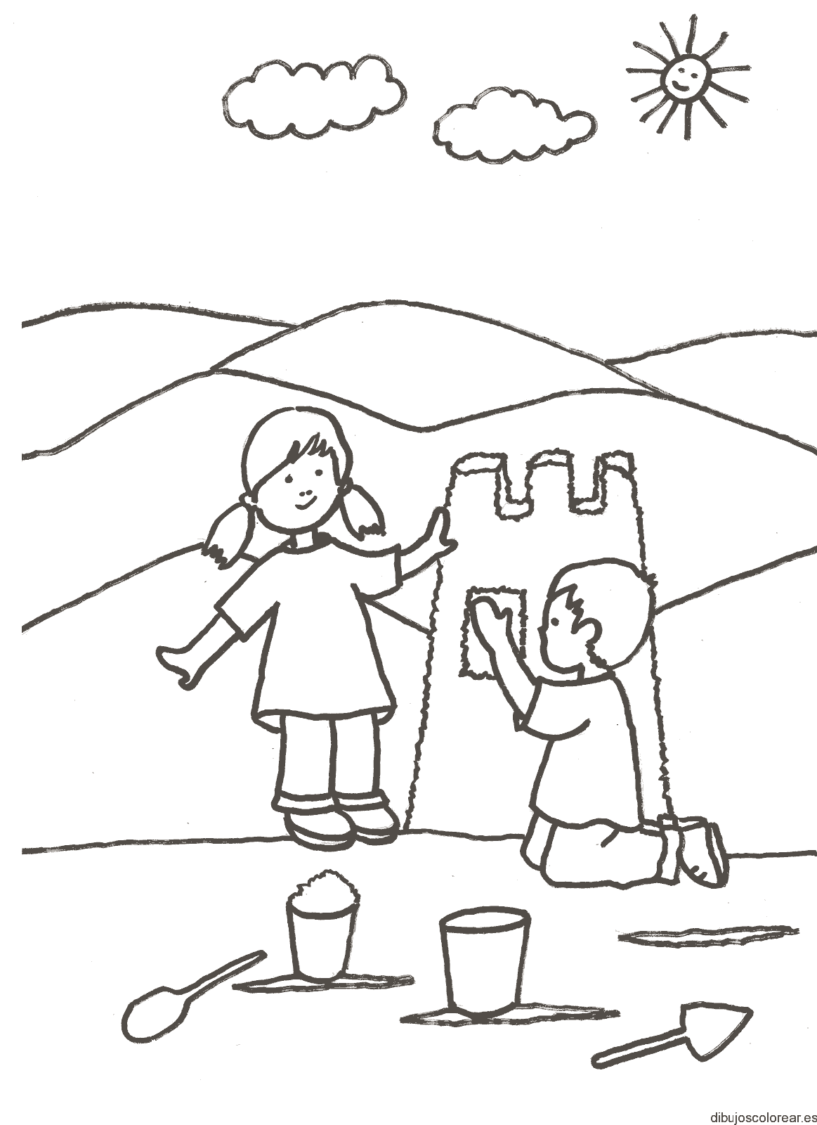 Dibujo de niños jugando en arena