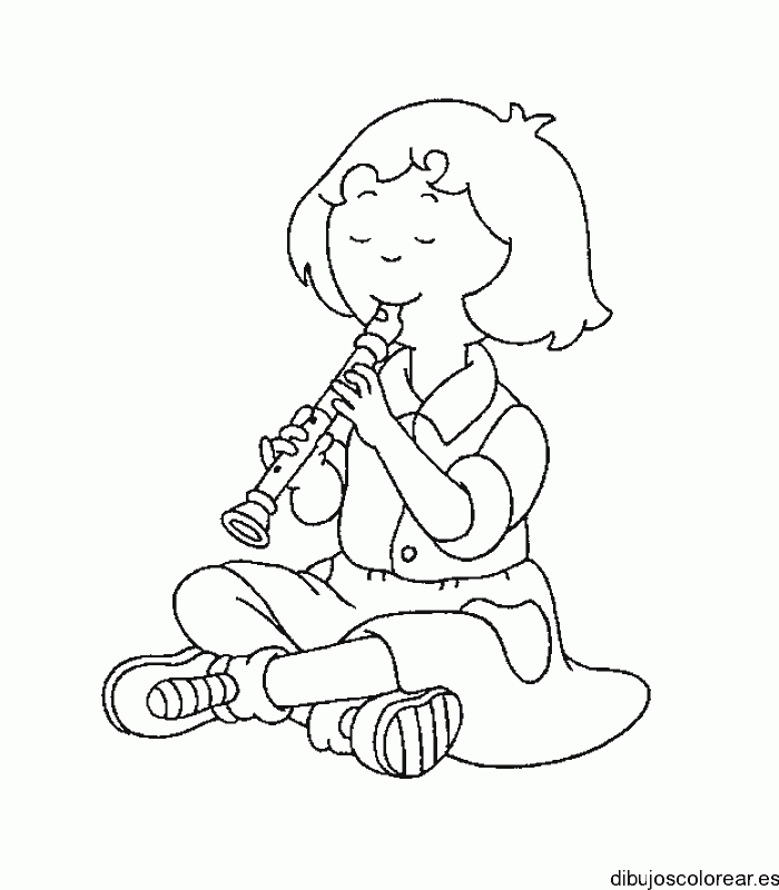 Dibujo de una niña con una flauta