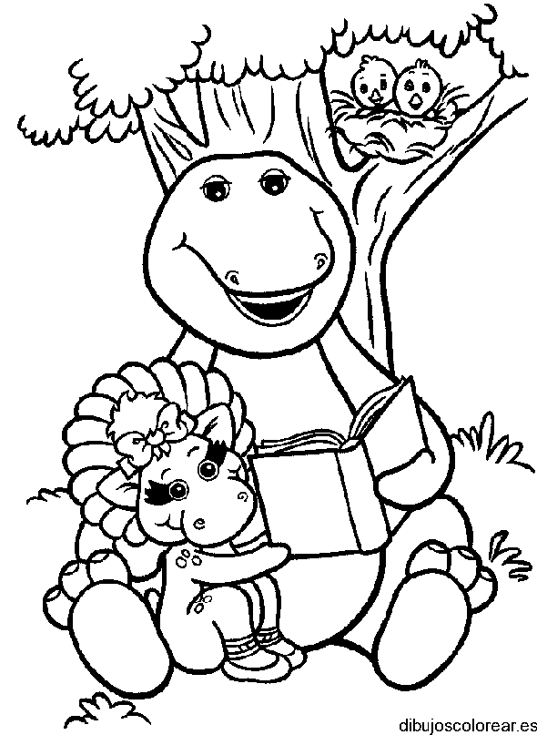 Dibujo de Barney con un libro