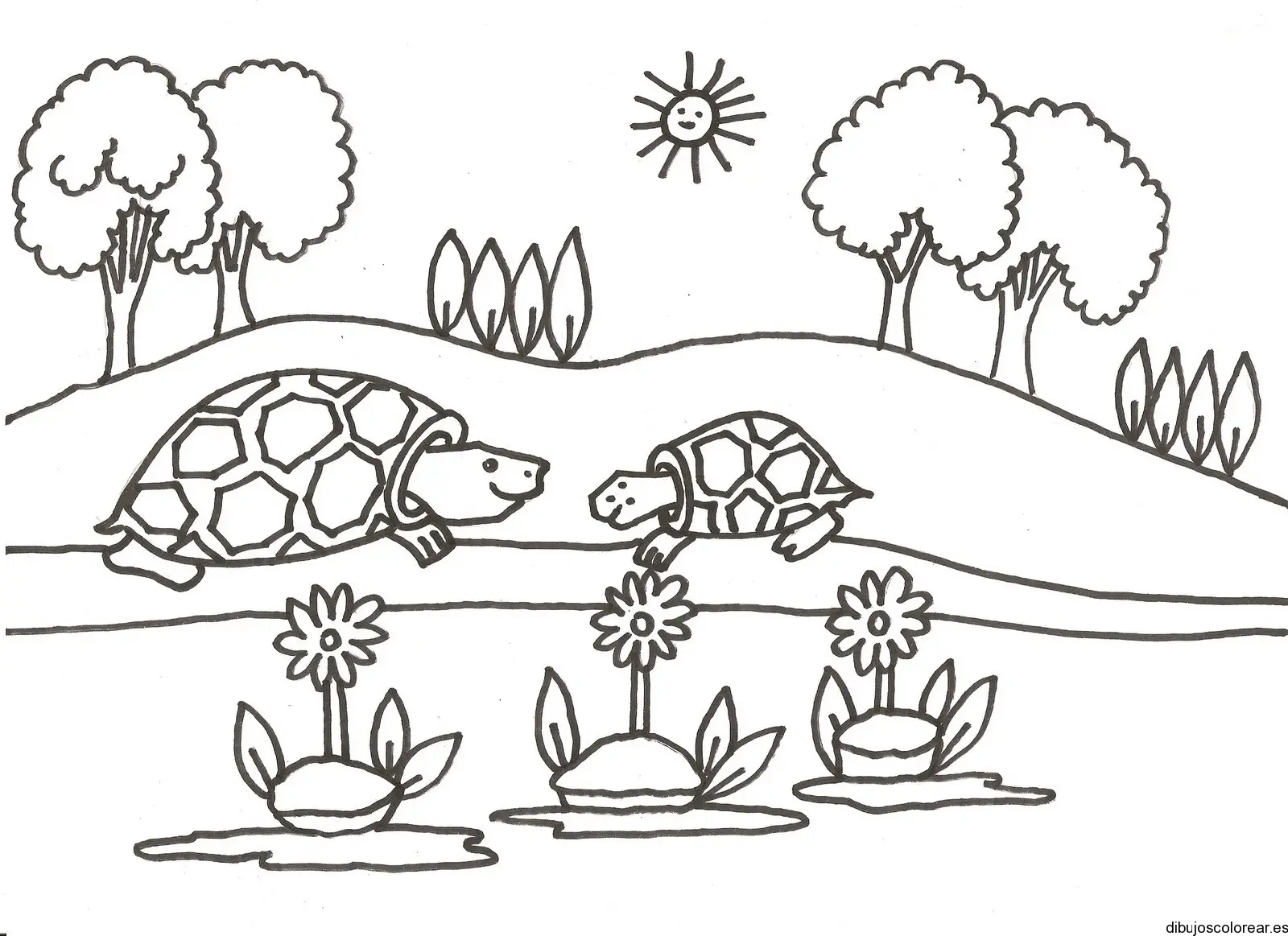 Dibujo de dos tortugas charlando