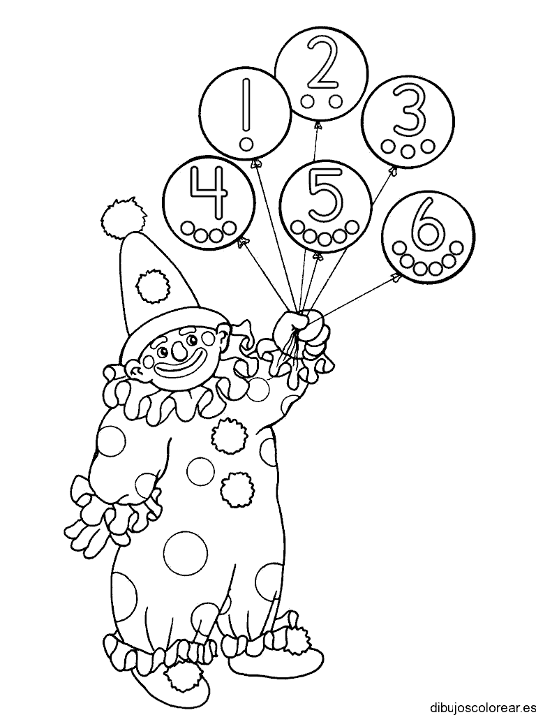 Dibujo de un payaso con globos