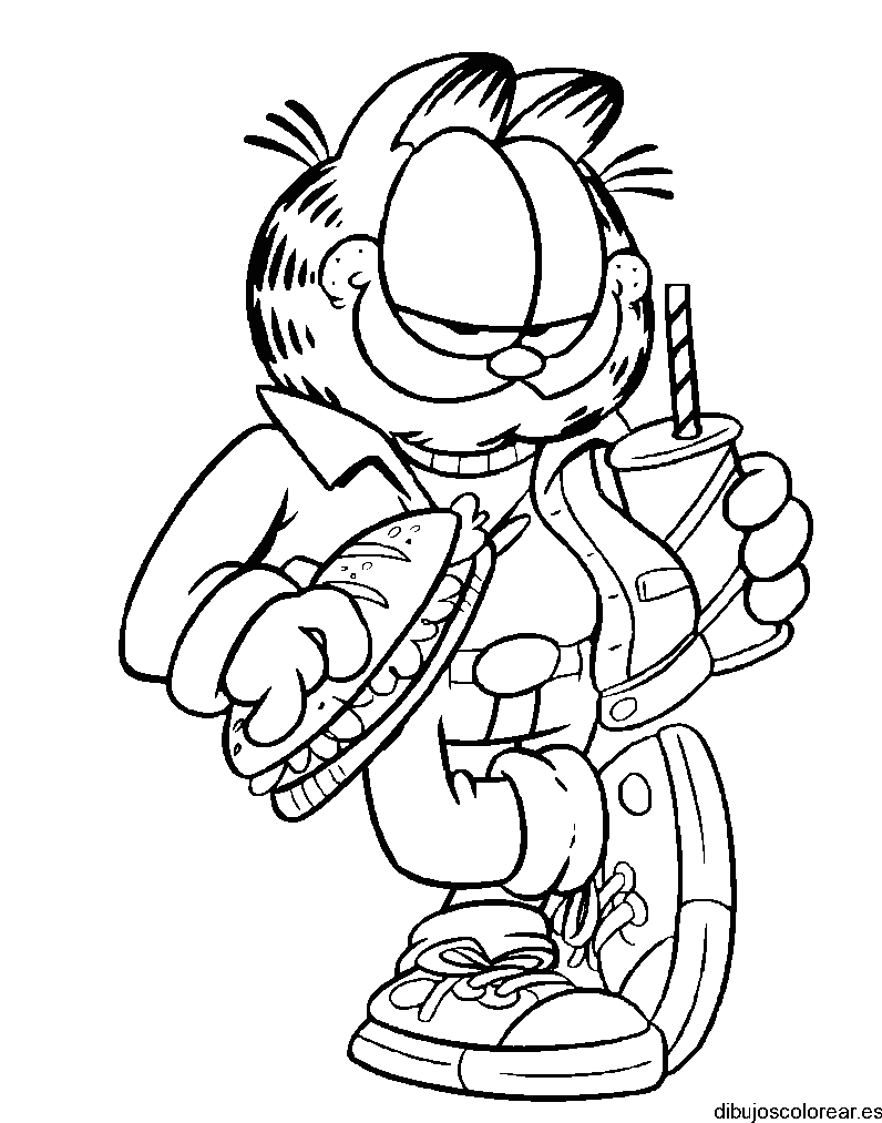 Dibujo de Garfield con una hamburguesa