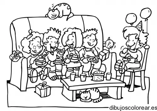 Dibujo de niños en una fiesta