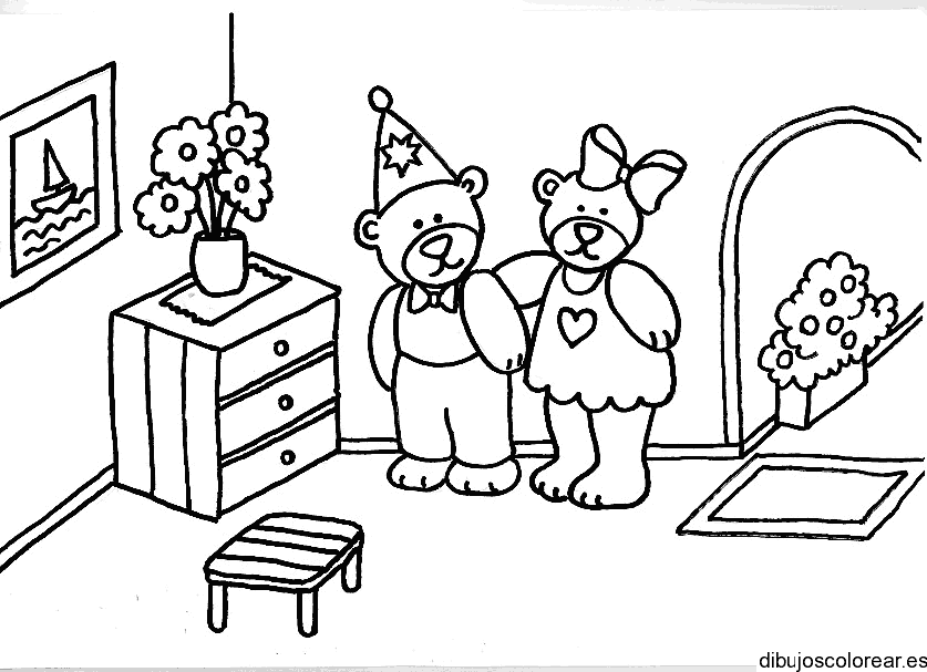 Dibujo de osos en una habitación