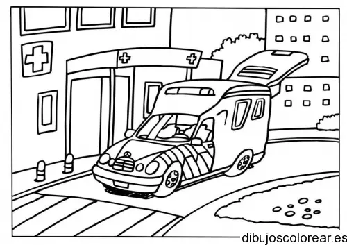 Dibujo de una ambulancia en el hospital