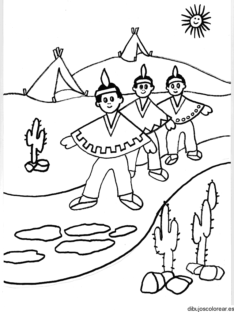 Dibujo de niños  en el desierto