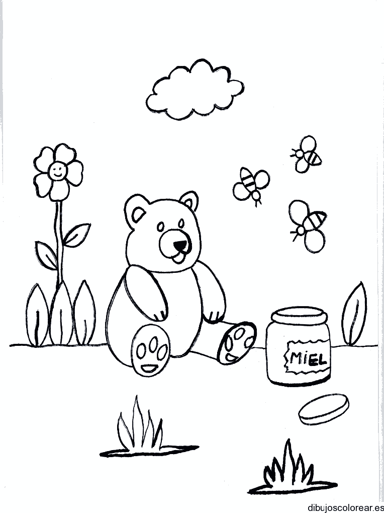 Dibujo de un oso con abejas